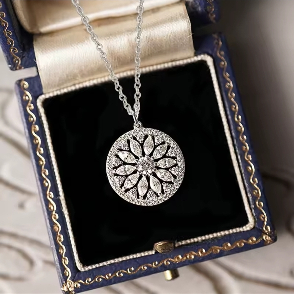 Silver Floral Pendant Necklace - Picture 3 of 3